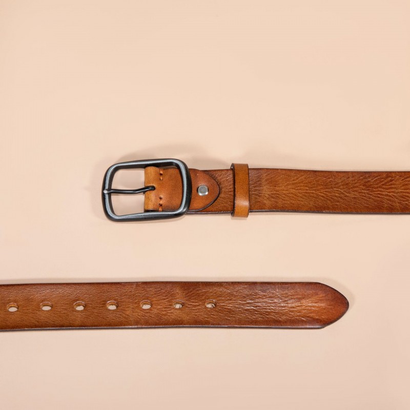 Мужской кожаный ремень Brandon светло-коричневый - 1 фото