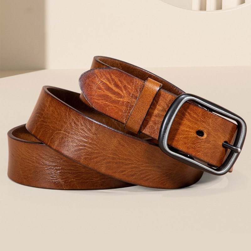 Мужской кожаный ремень Brandon светло-коричневый - 3 фото