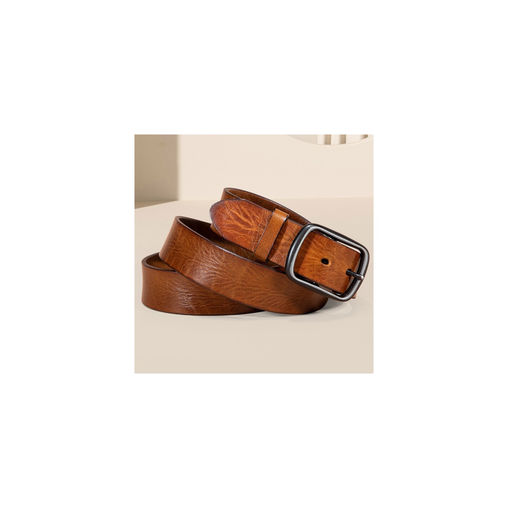 Чоловічий шкіряний ремінь Brandon світло-коричневий