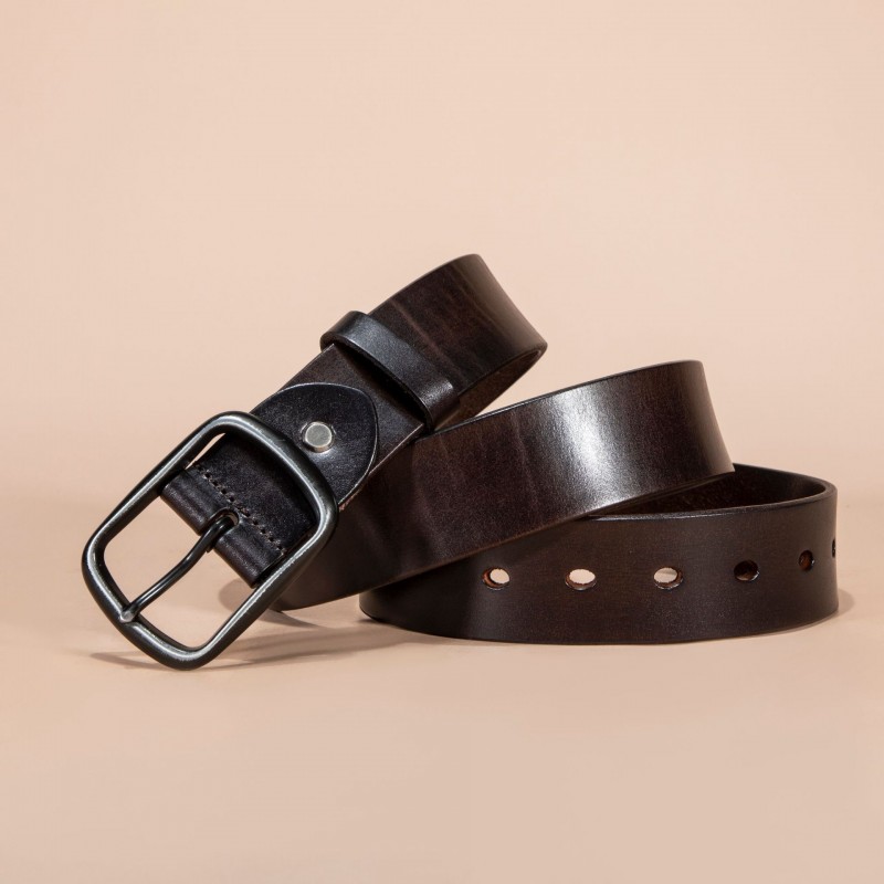 Чоловічий шкіряний ремінь Brandon темно-коричневий - 1 фото