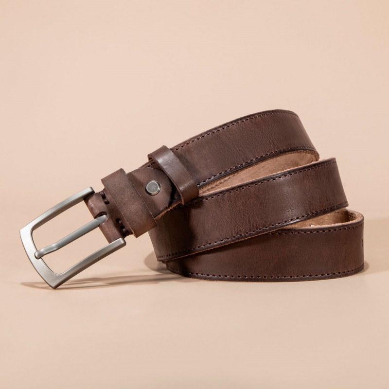 Чоловічий шкіряний ремінь Harvey темно-коричневий - 1 фото