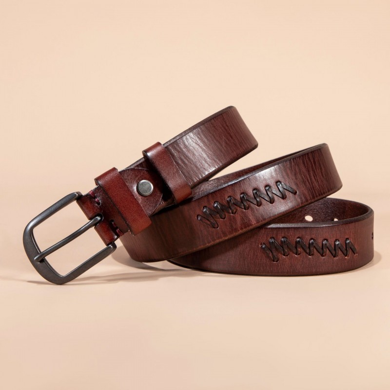 Чоловічий шкіряний ремінь Walter коричневий - 1 фото