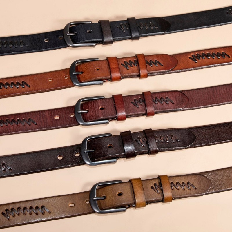 Мужской кожаный ремень Walter коричневый - 2 фото