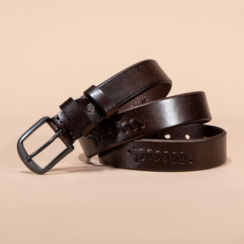 Мужской кожаный ремень Walter темно-коричневый