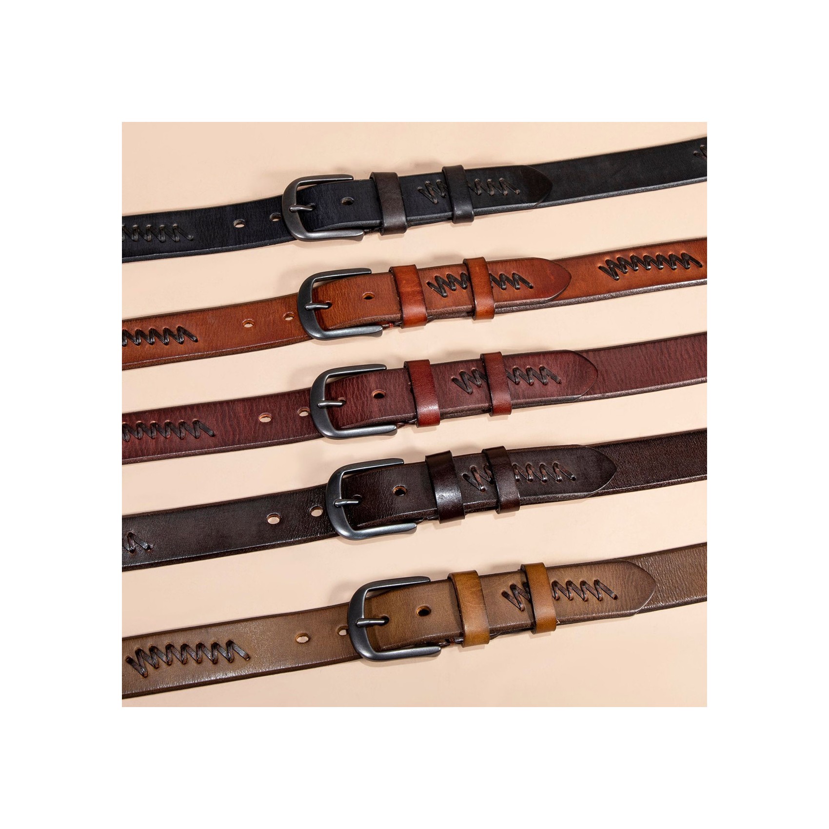 Мужской кожаный ремень Walter темно-коричневый