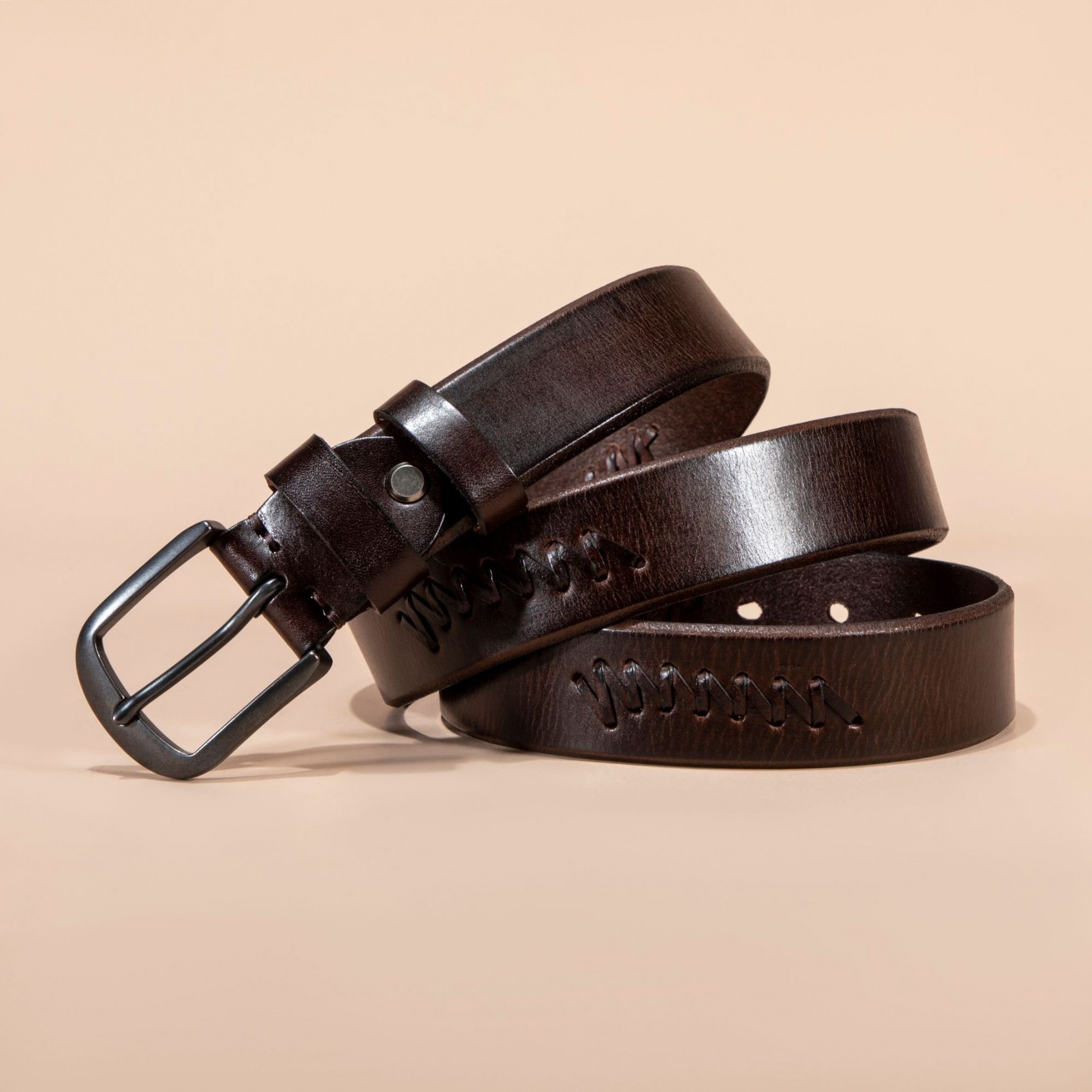 Чоловічий шкіряний ремінь Walter темно-коричневий