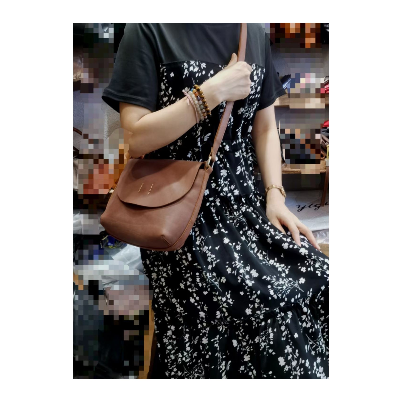 Жіноча шкіряна сумка через плече Marion коричнева