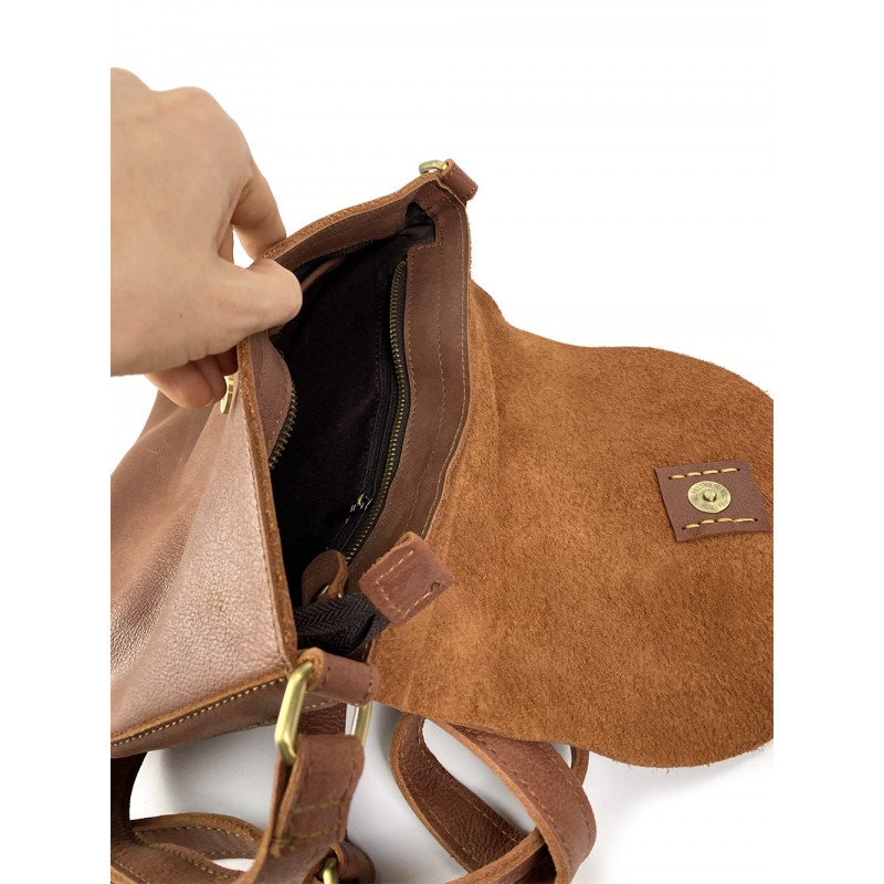 Женская кожаная сумка через плечо Marion коричневая - 2 фото