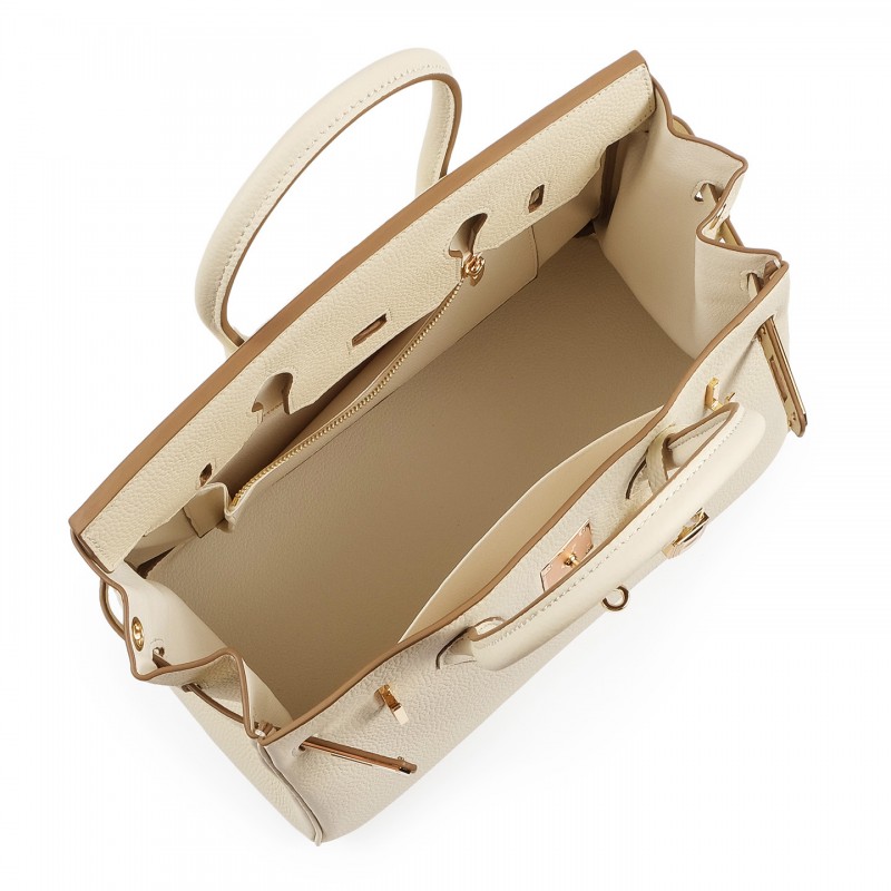 Женская кожаная сумка Brigitte 30 молочная - 3 фото