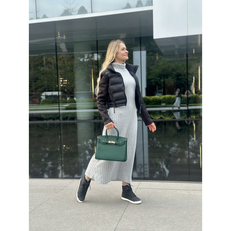 Женская кожаная сумка Brigitte 30 темно-зеленая - 3 фото