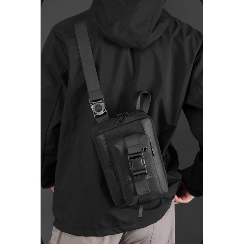 Чоловіча сумка слінг WePower через плече чорна - 2 фото