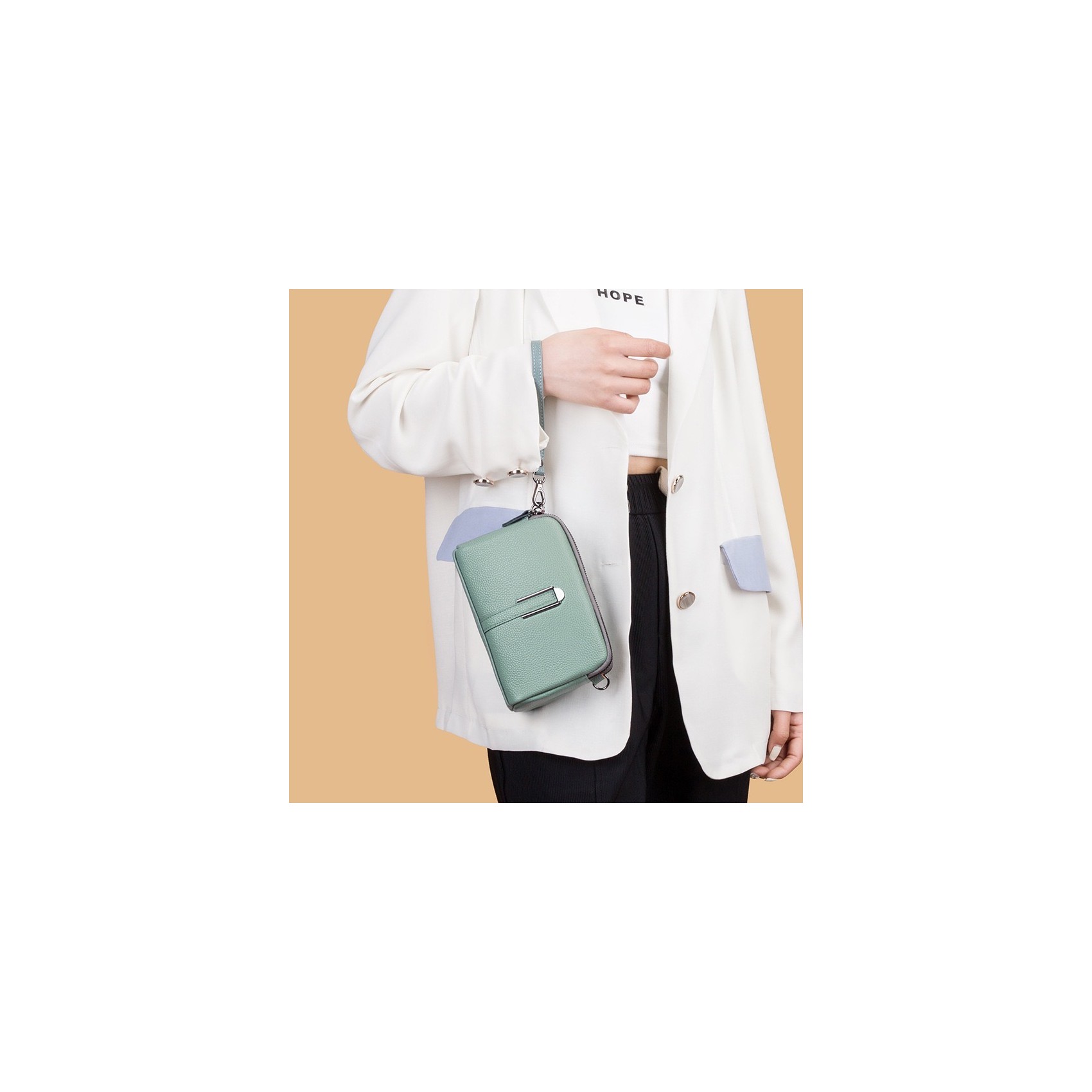 Женская кожаная сумка через плечо Vanessa мятная