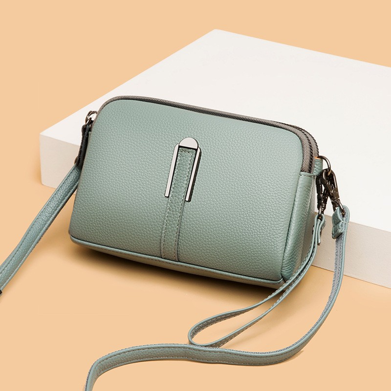 Женская кожаная сумка через плечо Vanessa мятная - 3 фото