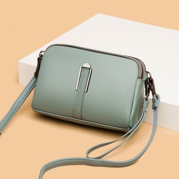 Жіноча шкіряна сумка через плече Vanessa м'ятна фото