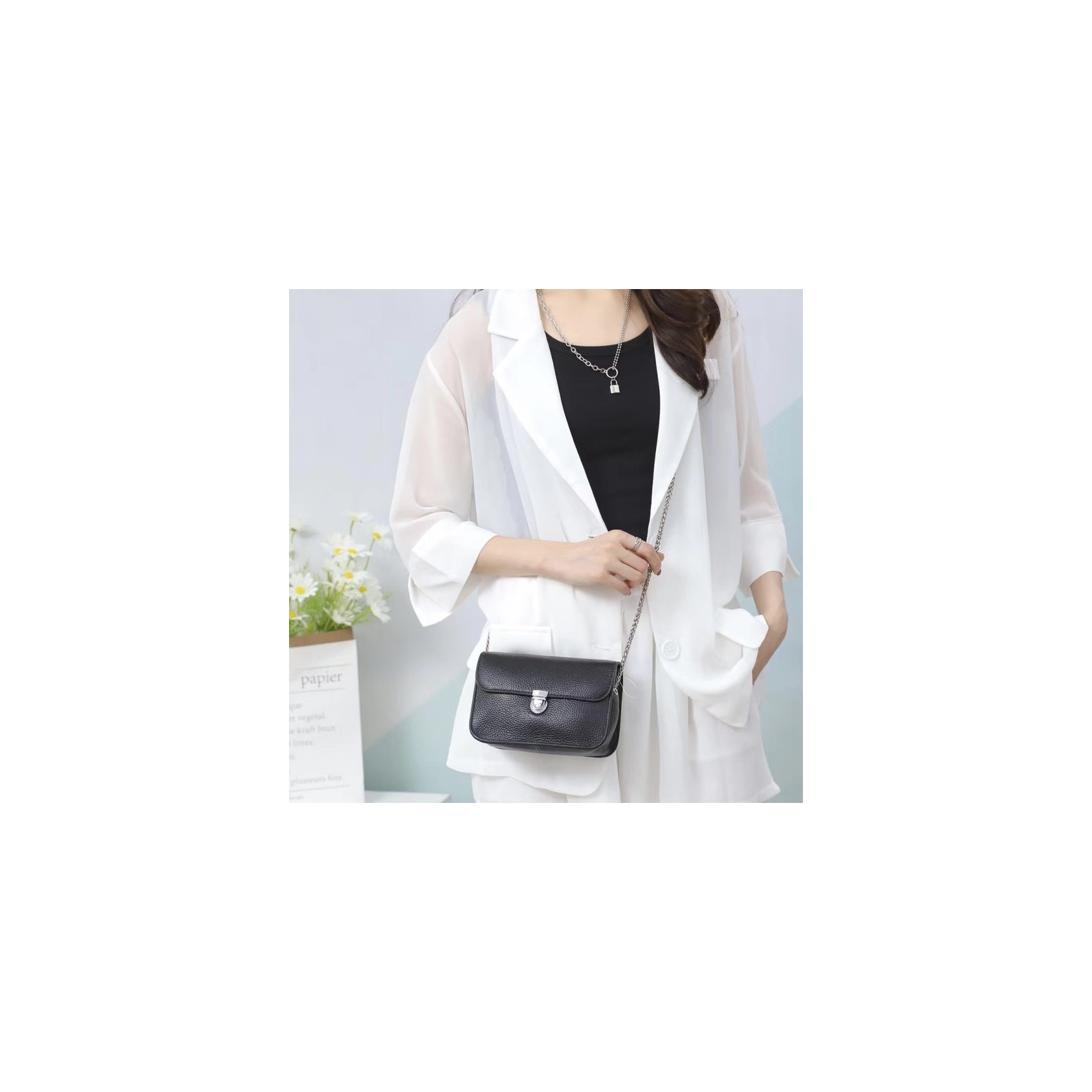 Жіноча шкіряна сумка-клатч Erin чорна