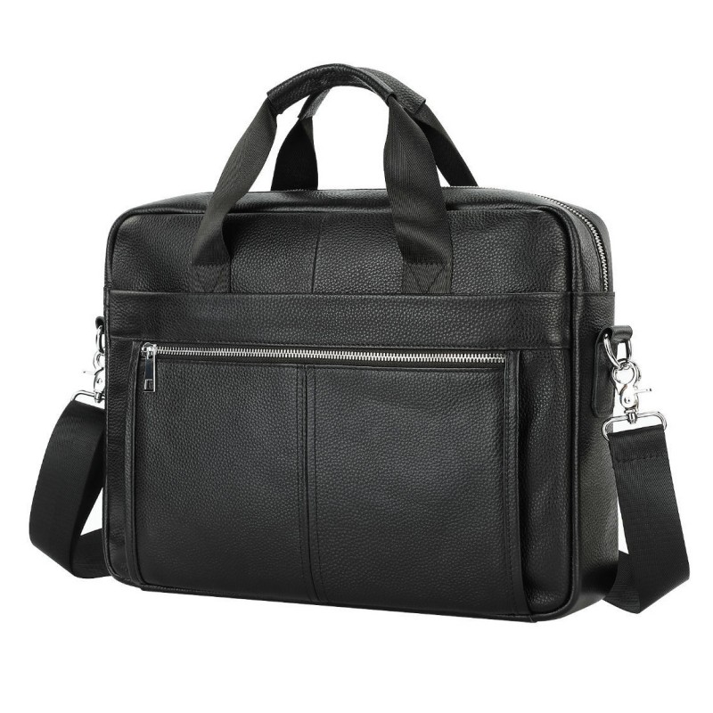 Мужская кожаная сумка для ноутбука Kevin черная