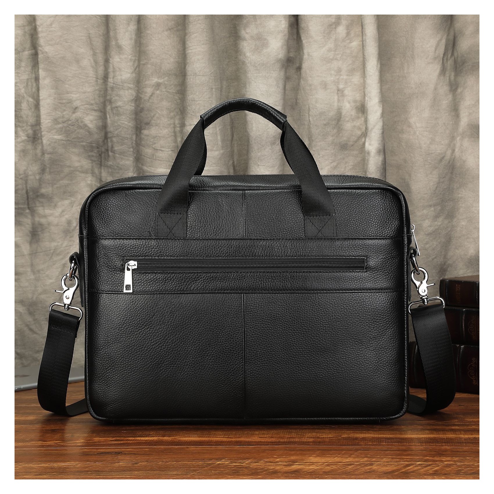 Чоловіча шкіряна сумка для ноутбука Kevin чорна