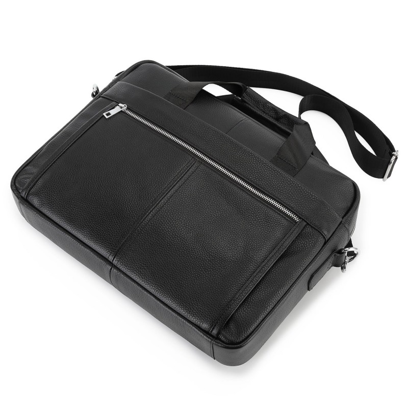Чоловіча шкіряна сумка для ноутбука Kevin чорна - 6 фото