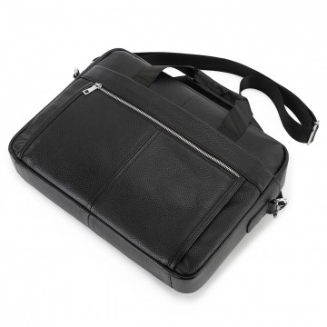 Чоловіча шкіряна сумка для ноутбука Kevin чорна фото