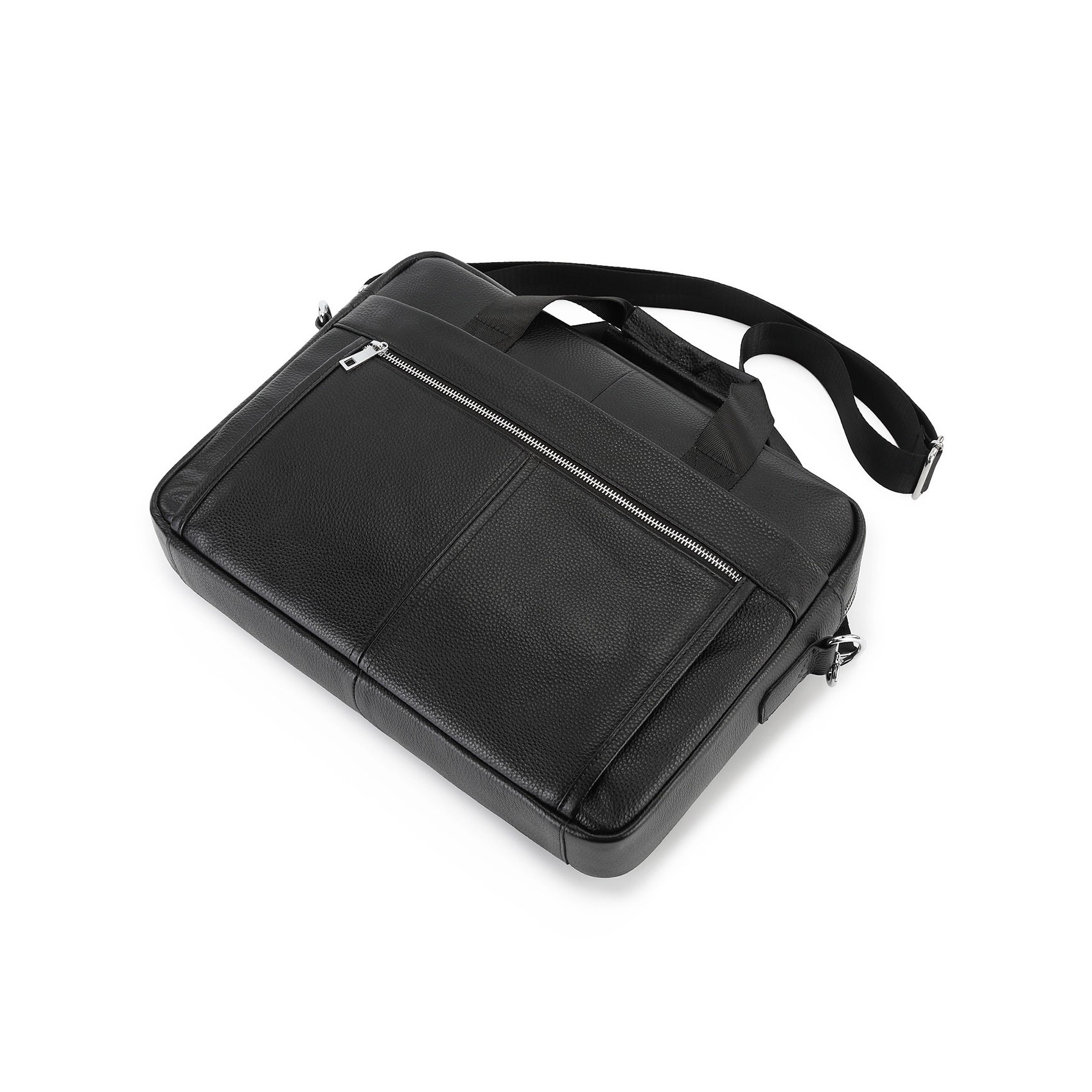 Мужская кожаная сумка для ноутбука Kevin черная