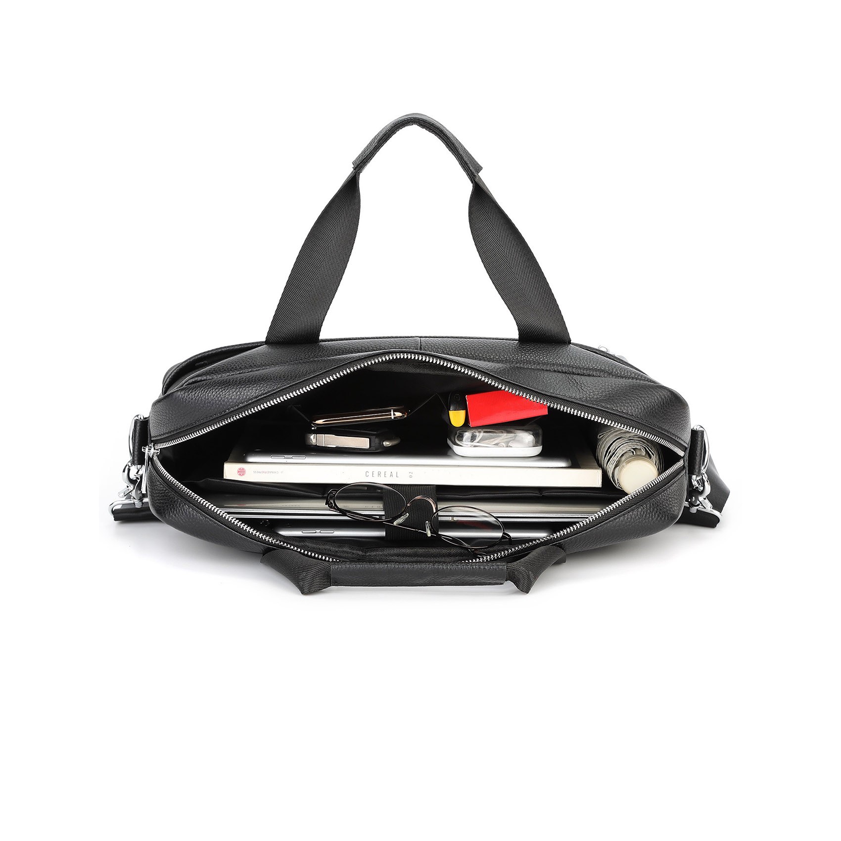 Чоловіча шкіряна сумка для ноутбука Kevin чорна