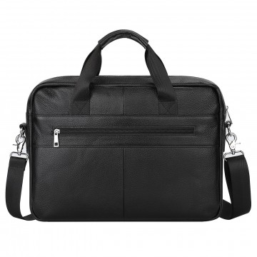 Чоловіча шкіряна сумка для ноутбука Kevin чорна фото