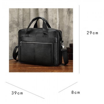 Чоловіча шкіряна сумка для ноутбука Kevin чорна фото