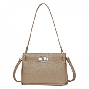 Женская кожаная сумка через плечо Jill бежевая