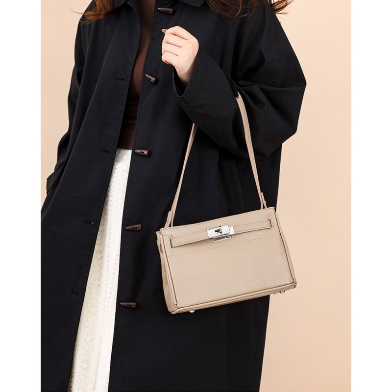 Жіноча шкіряна сумка через плече Jill бежева - 1 фото