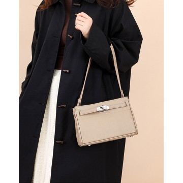 Женская кожаная сумка через плечо Jill бежевая фото