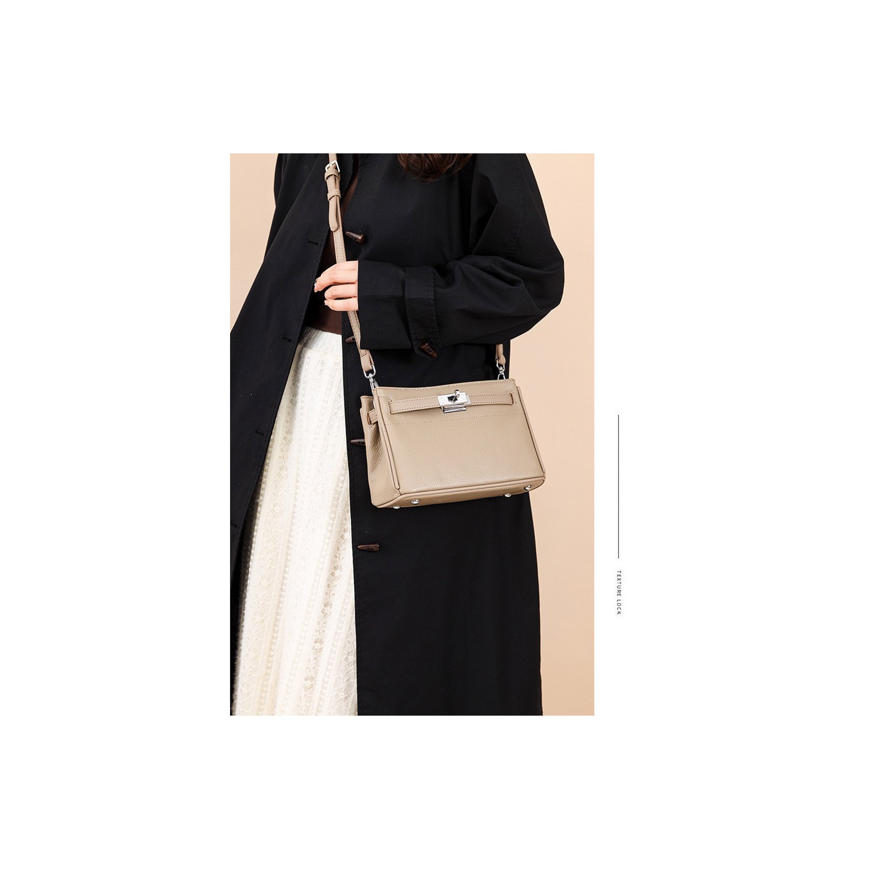 Женская кожаная сумка через плечо Jill бежевая