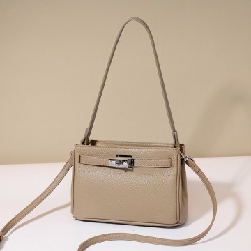 Жіноча шкіряна сумка через плече Jill бежева фото