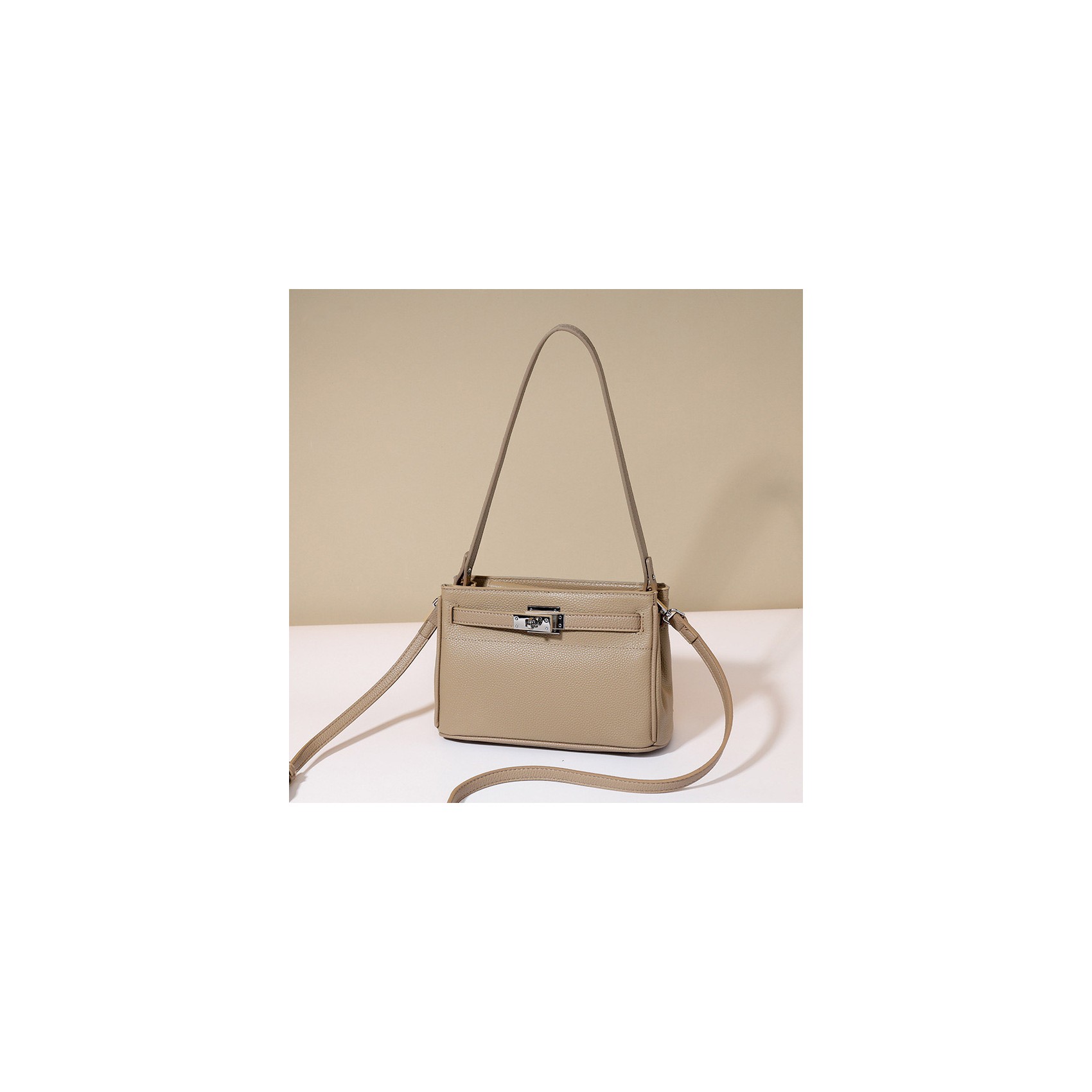 Женская кожаная сумка через плечо Jill бежевая
