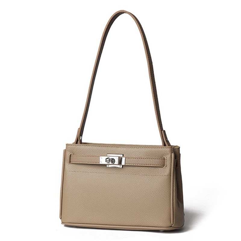 Жіноча шкіряна сумка через плече Jill бежева - 4 фото