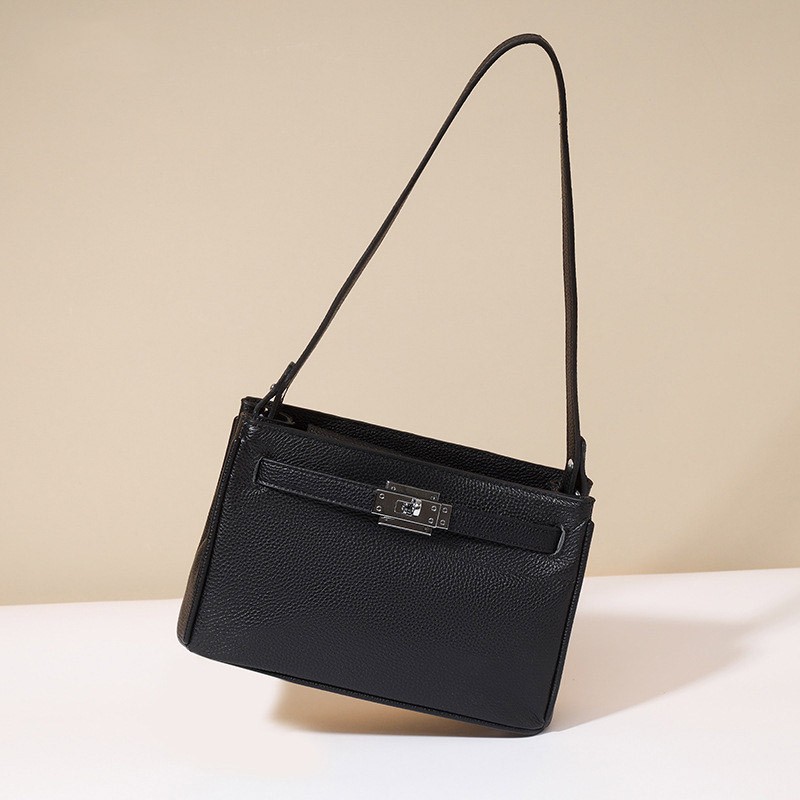 Жіноча шкіряна сумка через плече Jill чорна - 3 фото