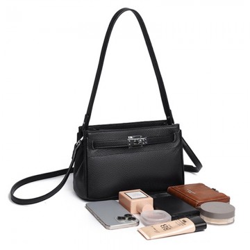 Женская кожаная сумка через плечо Jill черная фото