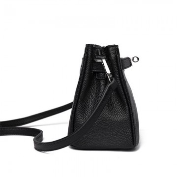 Жіноча шкіряна сумка через плече Jill чорна фото