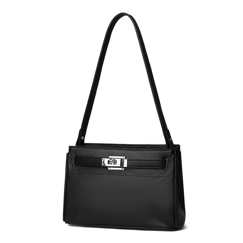 Женская кожаная сумка через плечо Jill черная - 9 фото