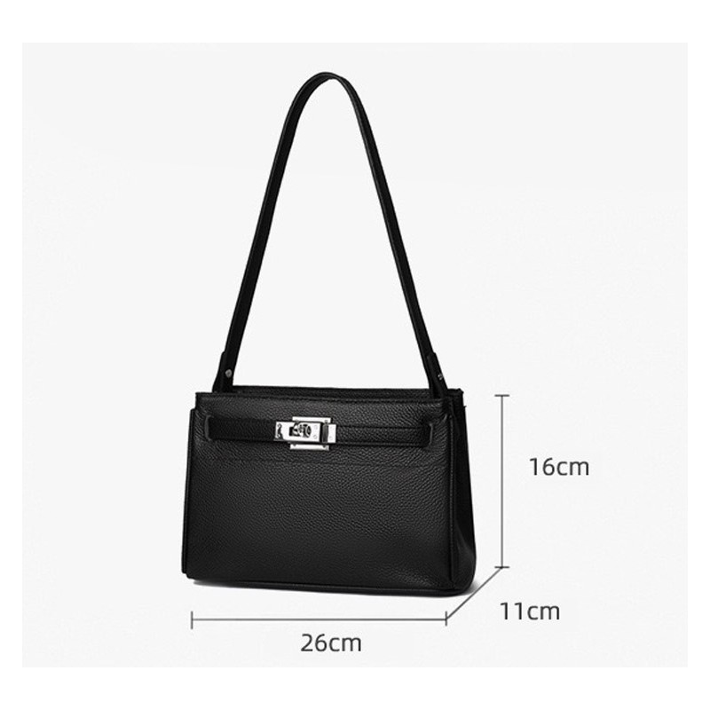 Женская кожаная сумка через плечо Jill черная - 10 фото