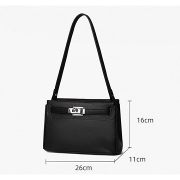 Женская кожаная сумка через плечо Jill черная фото