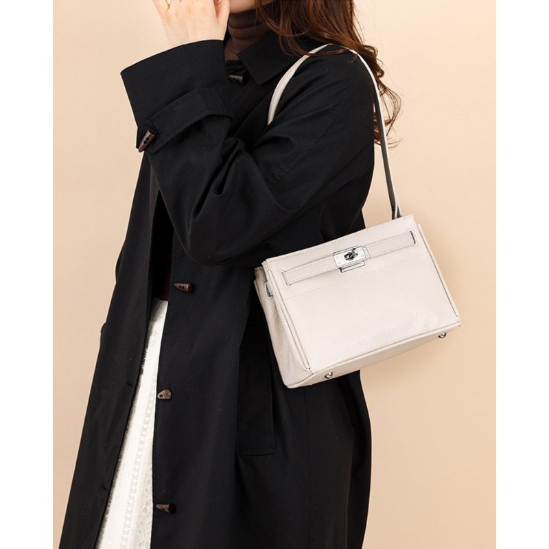 Жіноча шкіряна сумка через плече Jill молочна - 2 фото