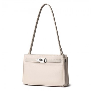 Женская кожаная сумка через плечо Jill молочная фото