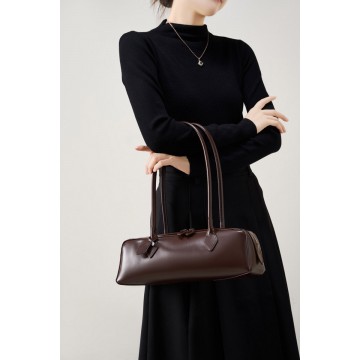 Женская кожаная сумка багет Melody темно-коричневая фото