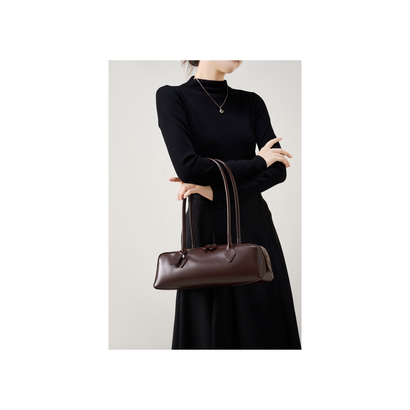 Жіноча шкіряна сумка багет Melody темно-коричнева