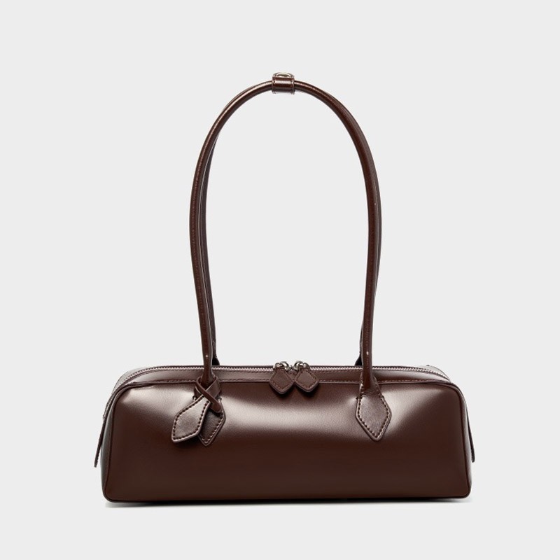 Жіноча шкіряна сумка багет Melody темно-коричнева - 10 фото