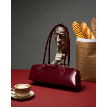 Жіноча шкіряна сумка багет Melody бордова фото