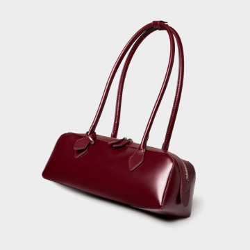 Жіноча шкіряна сумка багет Melody бордова фото