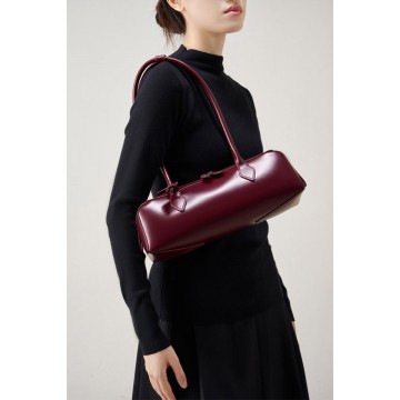 Женская кожаная сумка багет Melody бордовая фото