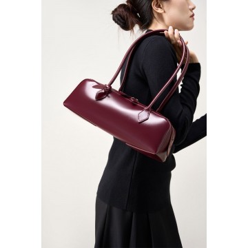 Жіноча шкіряна сумка багет Melody бордова фото