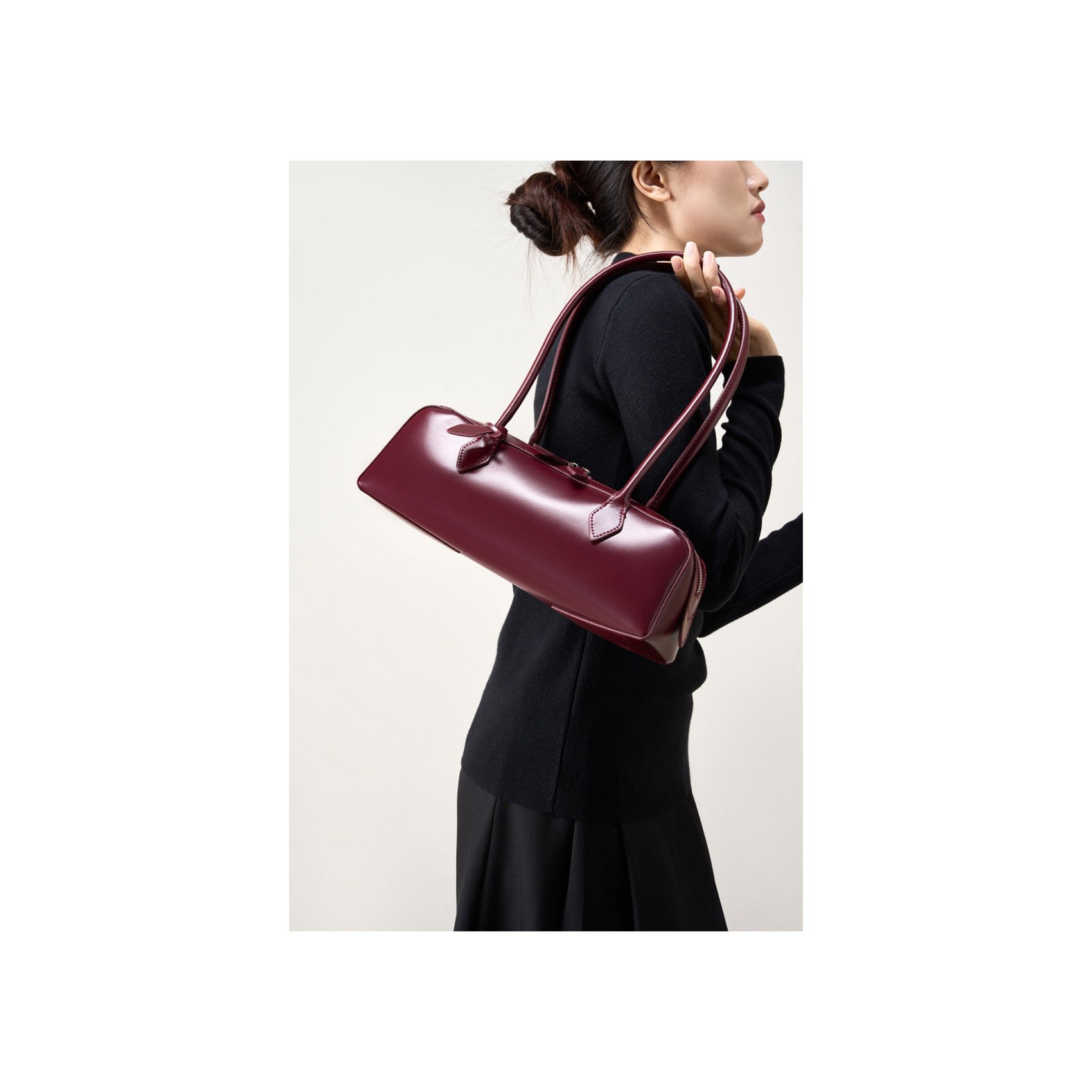 Жіноча шкіряна сумка багет Melody бордова